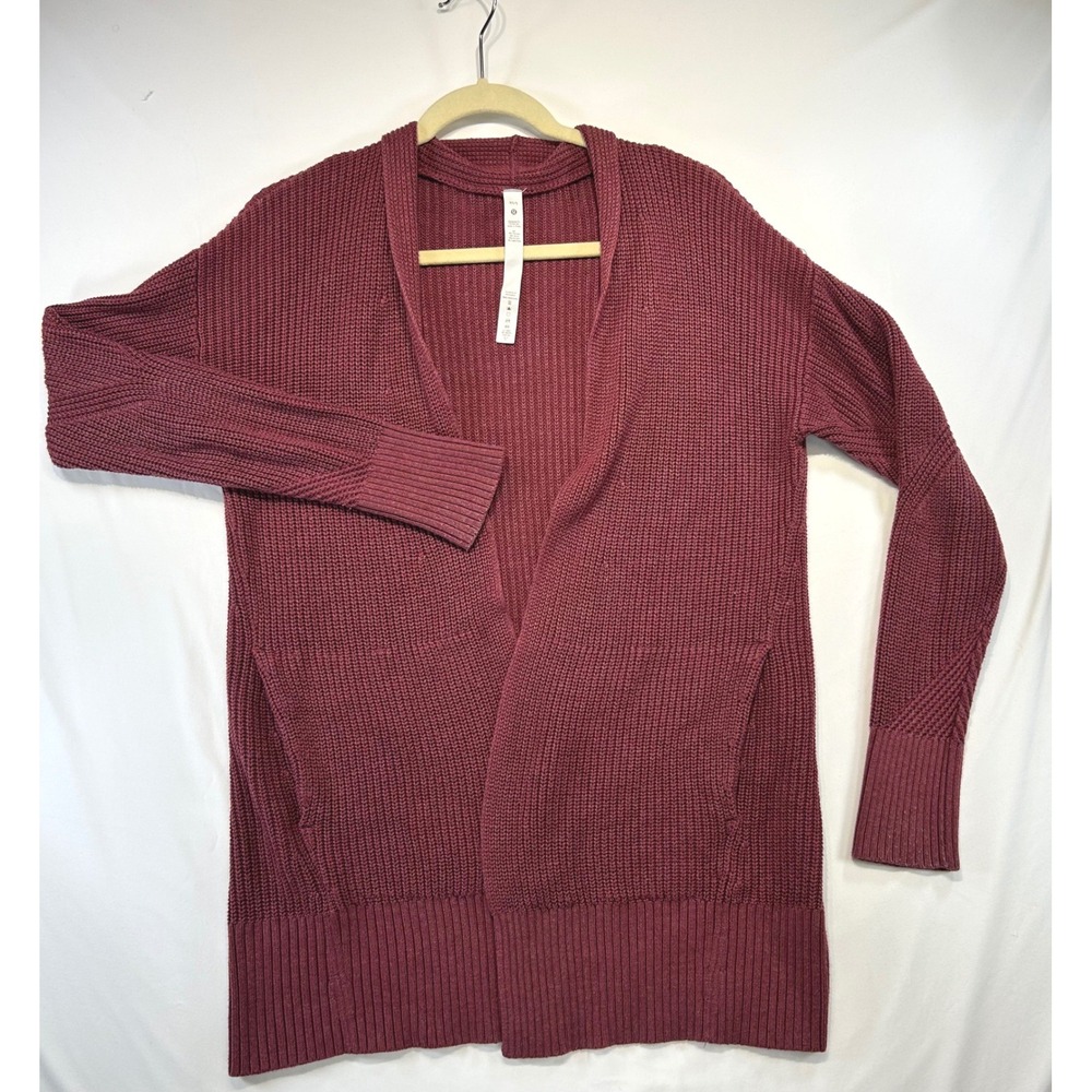 Lululemon Dark Academia Sit In Lotus Wrap XS/S Cashmere Blend Cardigan Burgundy